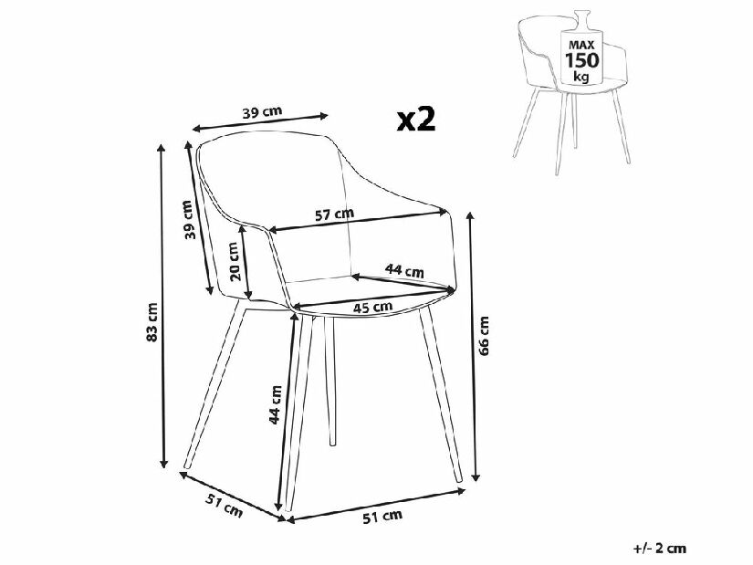 Set blagovaonskih stolica (2 kom.)- Fonza (svijetlozelena)