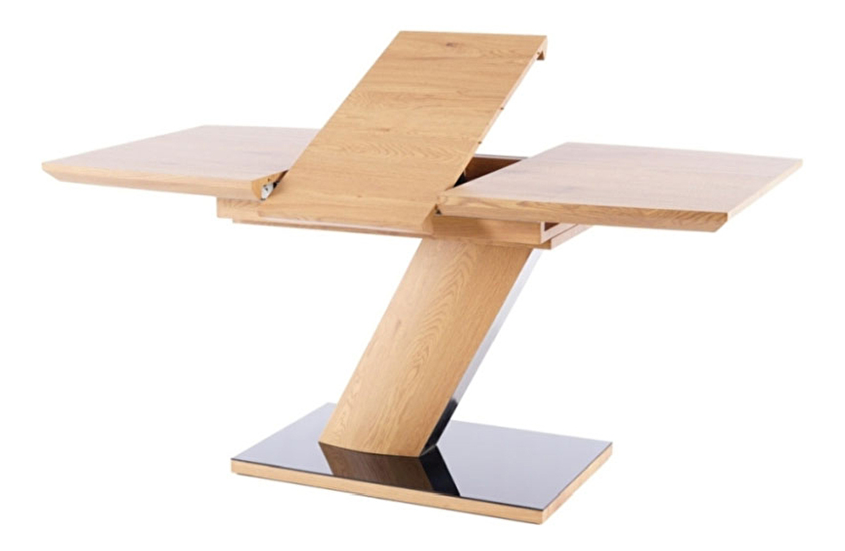 Blagovaonski stol na razvlačenje 120-160 cm Thresa (hrast + crna) (za 4 do 6 osoba)