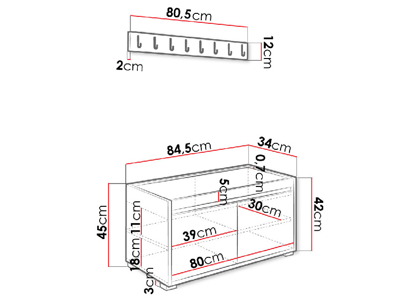 Namještaj za predsoblje Mirjan Kendora 80 (sa 12 kom. tapeciranih zidnih panela Pazara 40x30) (ekokoža soft 011 (crna))