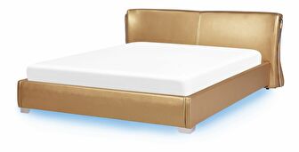 Bračni krevet 180 cm PARNAS (s podnicom i LED rasvjetom) (zlatna)