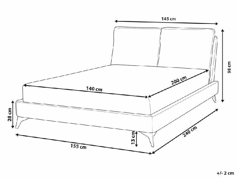 Bračni krevet 140 cm MELIA (s podnicom) (bež)