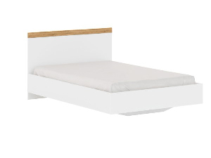 Bračni krevet 120 cm Vina (bijela + hrast wotan) (bez madraca i podnice)