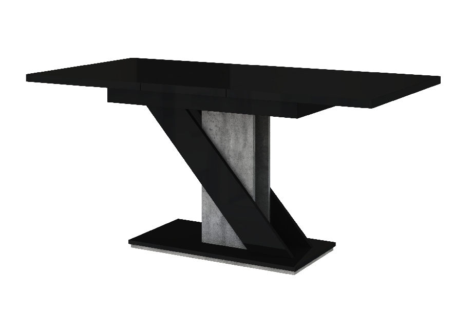 Blagovaonski stol Mevenis (crni sjaj + kamen) (za 4 do 6 osoba)