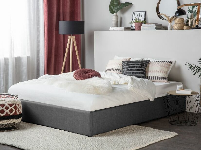 Bračni krevet 140 cm DIJON (s podnicom i prostorom za odlaganje) (siva)
