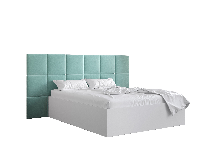Bračni krevet s tapeciranim uzglavljem 160 cm Brittany 4 (bijela mat + metvica) (s podnicom)