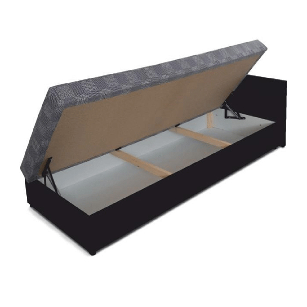 Jednostruki krevet (ležaj) 80 cm Jeannine (siva + crna) (s prostorom za odlaganje) (D) 