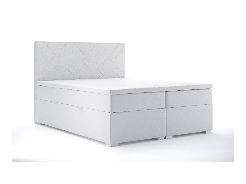 Bračni krevet Boxspring 140 cm Melo (bijela ekokoža) (s prostorom za odlaganje)