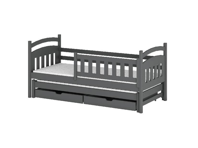 Dječji krevet 90 x 200 cm GLYNDA (s podnicom i prostorom za odlaganje) (grafit)