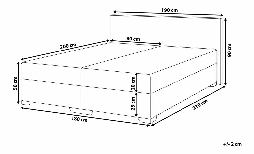 Bračni krevet Boxspring 180 cm PREMIER (s madracima) (smeđa)