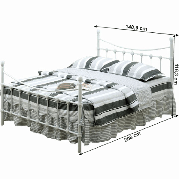 Bračni krevet 140 cm Nivien (s podnicom)