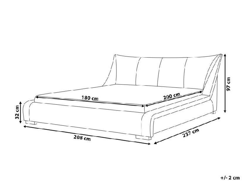 Bračni krevet 180 cm NICE (s podnicom i LED rasvjetom) (bijela)