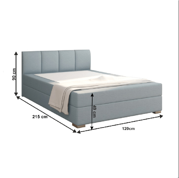 Jednostruki krevet Boxspring 120 cm Rhoni (boja mentola) (S podnicom, madracom i prostorom za odlaganje) 
