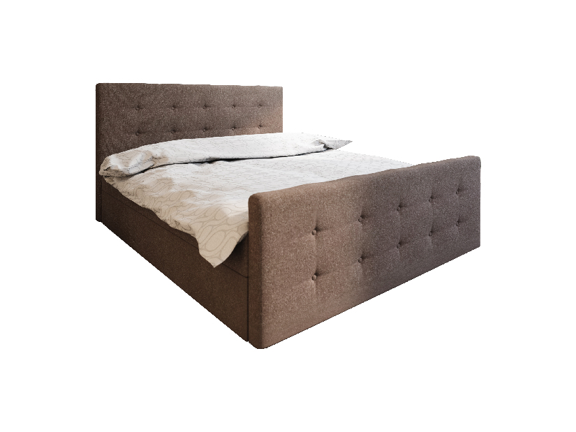 Bračni krevet Boxspring 200 cm Milagros 1 (tamnosmeđa) (s madracem i prostorom za odlaganje)