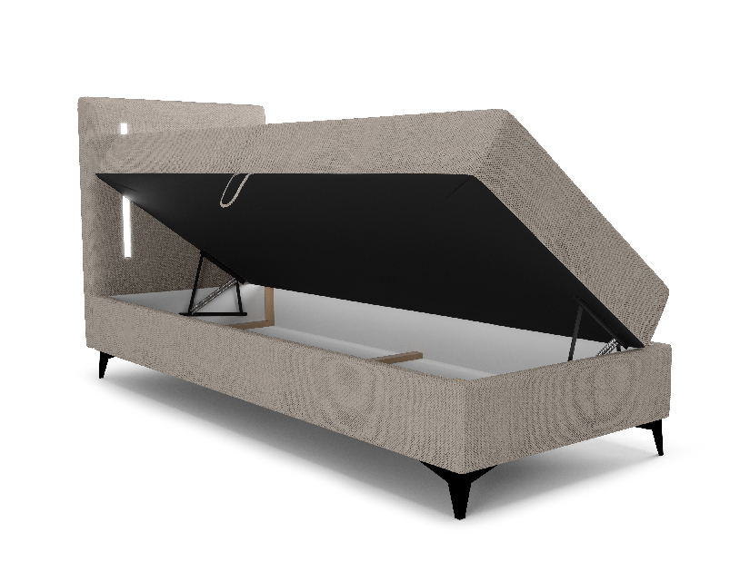 Jednostruki krevet 80 cm Ortega Bonell (sivo-smeđa) (s podnicom, bez prostora za odlaganje) (s LED rasvjetom)