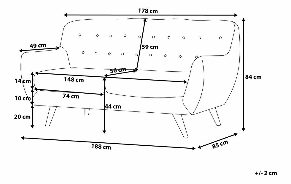 Sofa trosjed Bodmin (siva)