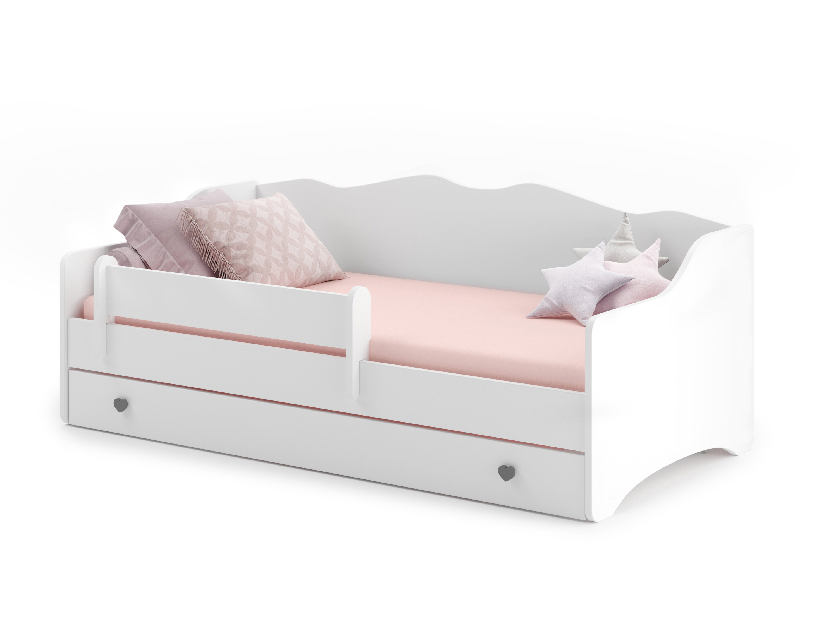 Dječji krevet 160x80 cm Ester I (s podnicom i madracem) (bijela + siva)