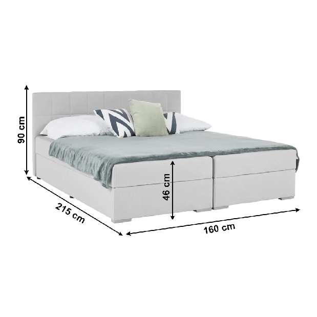 Bračni krevet Boxspring 160 cm Ferrati (siva + smeđa)