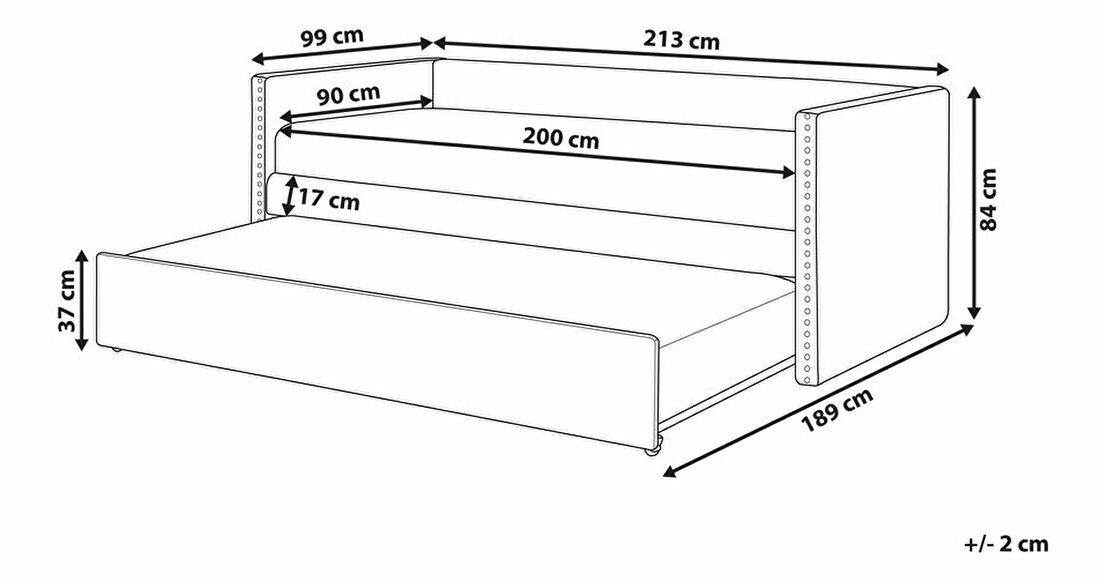 Jednostruki krevet 200 x 90 cm Tish (bež) (s podnicom)