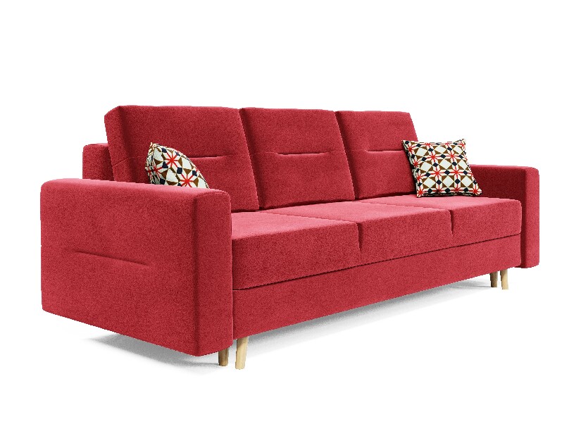 Kauč na razvlačenje Bergenia (crvena + jastuci s uzorkom)