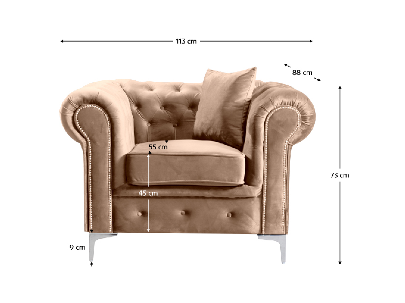 Luksuzna fotelja Rikaro (velvet 28) 