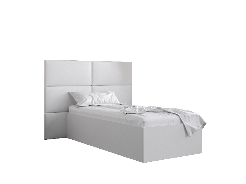 Jednostruki krevet s tapeciranim uzglavljem 90 cm Brittany 2 (bijela mat + bijela) (s podnicom)