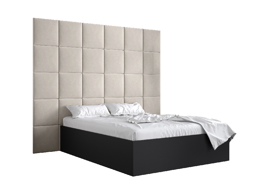 Bračni krevet s tapeciranim uzglavljem 160 cm Brittany 3 (crna mat + krem) (s podnicom)