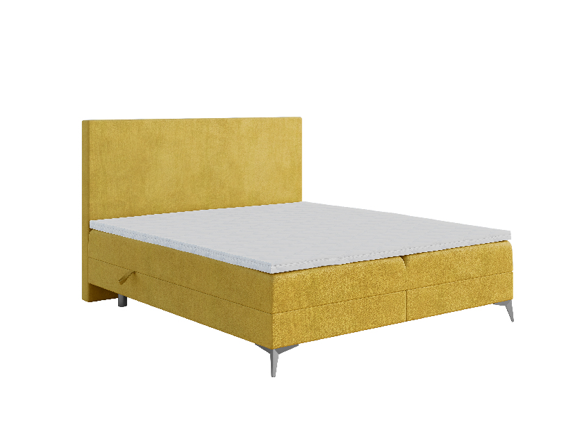 Bračni krevet Boxspring 140 cm Ricky (limeta) (s madracem i prostorom za odlaganje)