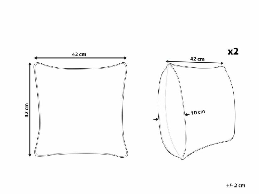 Set 2 ukrasna jastuka 42 x 42 cm Luba (siva)