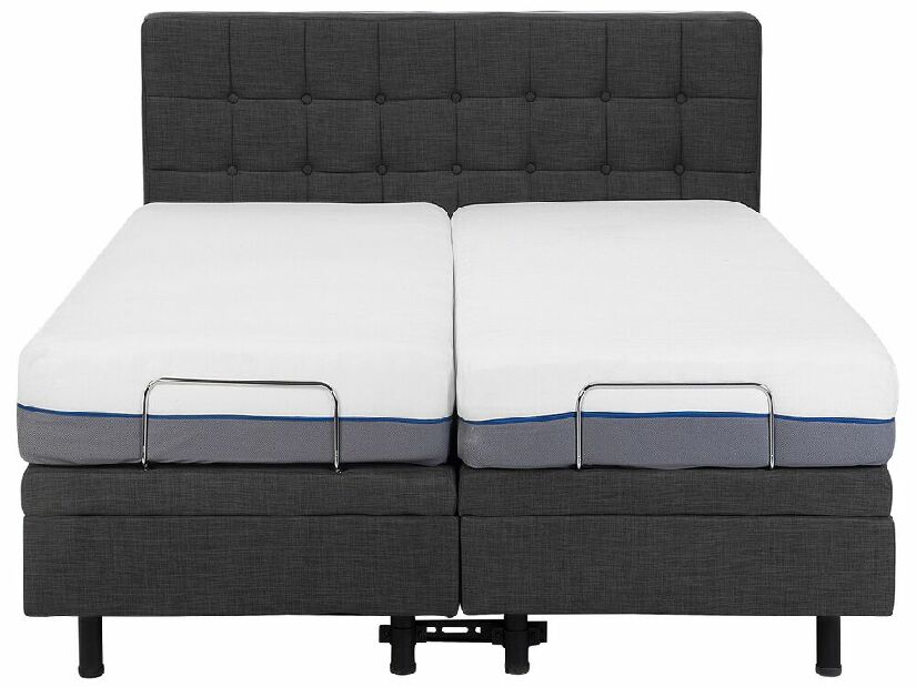 Bračni krevet 160 cm DUCHE (tkanina) (siva) (s podnicom)