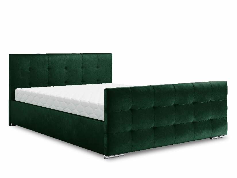 Bračni krevet 140 cm Billie (tamnozelena) (s podnicom i prostorom za odlaganje)