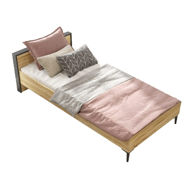 Jednostruki krevet 90 cm Ariel 5 (prirodna + antracit)