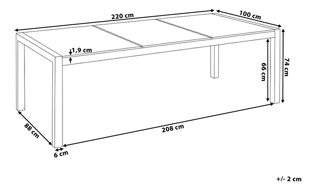 Vrtni stol Grosso 220 (prozirna) (kaljeno staklo)