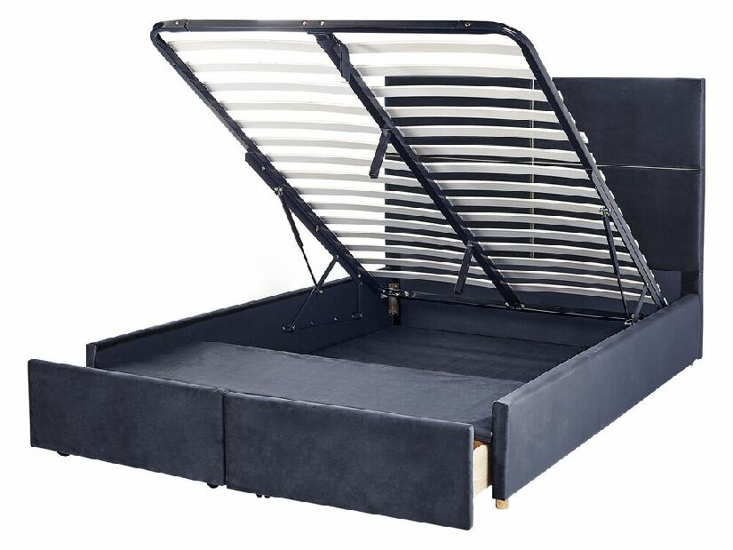 Bračni krevet 140 cm Vissarion (crna) (s podnicom i prostorom za odlaganje)