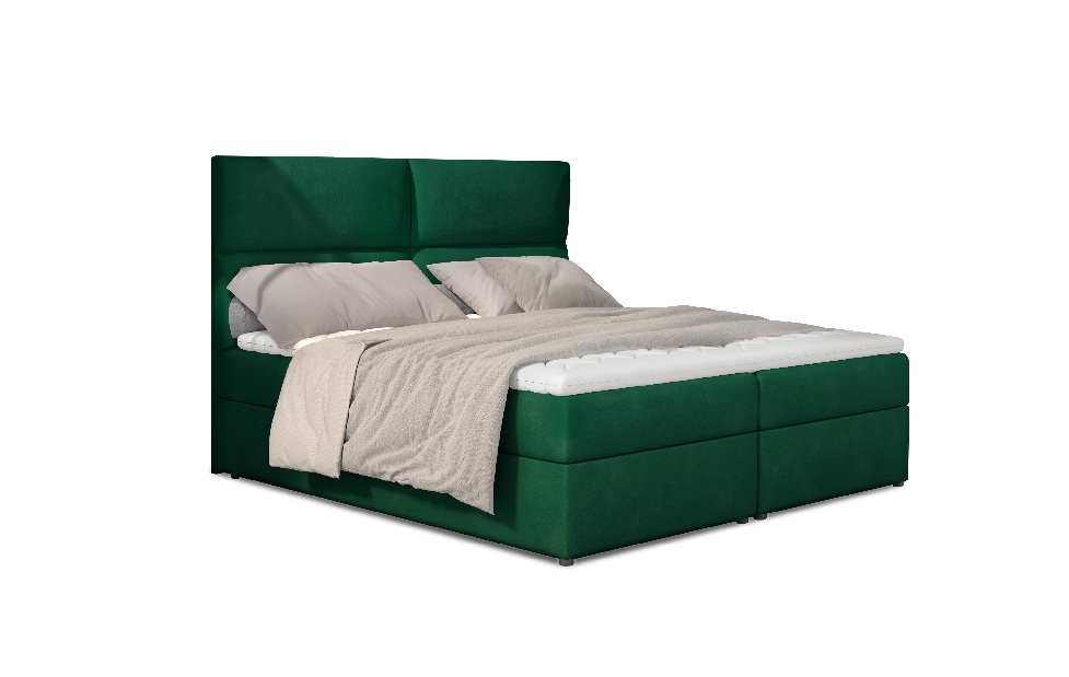 Bračni krevet Boxspring 165 cm Alyce (zelena) (s madracima)