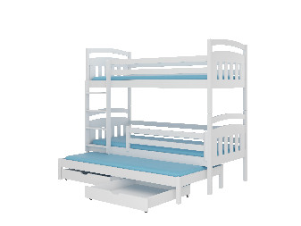 Dječji krevet na kat 180x80 cm Aladar (s podnicom i madracem) (bijela)
