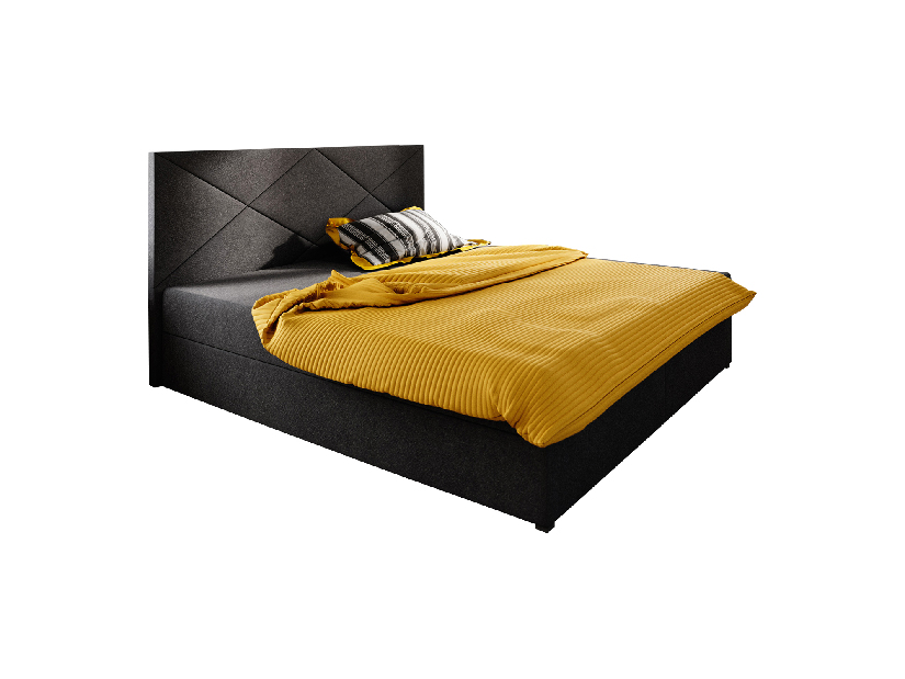 Bračni krevet Boxspring 180 cm Fade 4 (crna) (s madracem i prostorom za odlaganje)