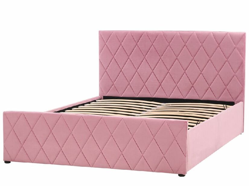 Bračni krevet 140 cm Rhett (ružičasta) (s podnicom i prostorom za odlaganje)