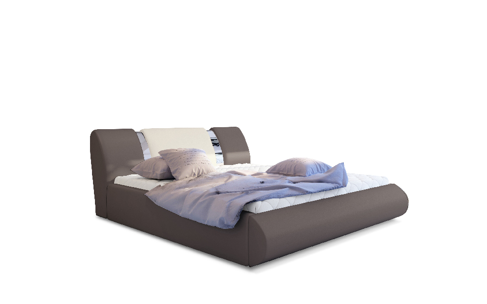 Bračni krevet 140 cm Fabio (smeđa + krem) (s podnicom i prostorom za odlaganje)