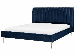 Bračni krevet 180 cm MASALA (tekstil) (plava) (s podnicom)
