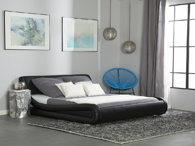 Bračni krevet 160 cm AVENUE (s gel madracem) (crna)