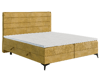 Bračni krevet Boxspring 140 cm Horazio (žuta) (s madracem i prostorom za odlaganje)