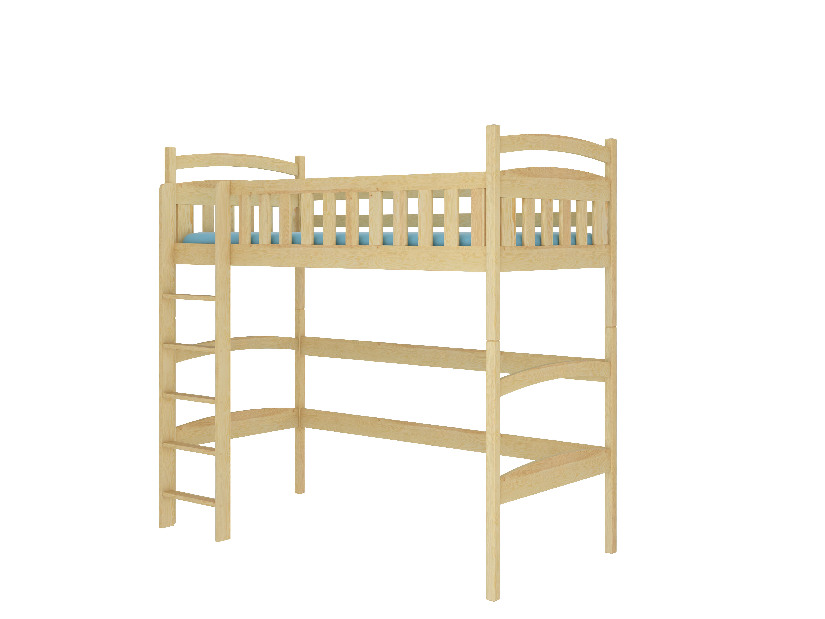 Dječji krevet na kat 200x90 cm Milo (s podnicom i madracem) (bor)