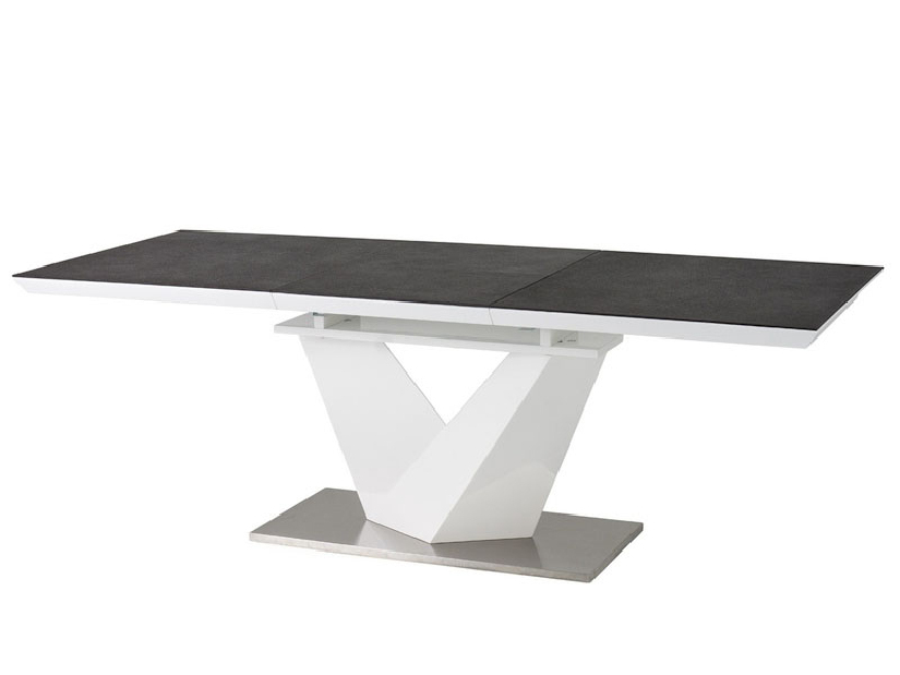 Blagovaonski stol na razvlačenje 120-180 cm Allegra (crna + bijela) (za 4 do 8 osoba)