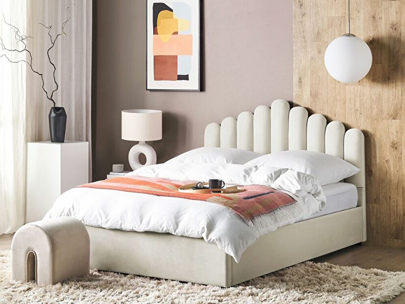 Bračni krevet 180 cm Valhala (bijela) (s podnicom i prostorom za odlaganje)