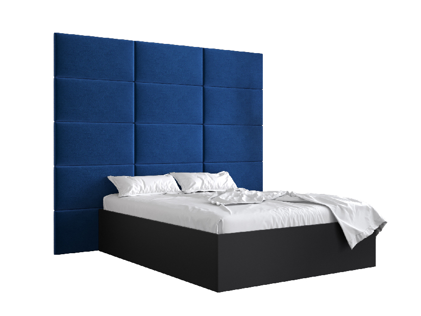 Bračni krevet s tapeciranim uzglavljem 160 cm Brittany 1 (crna mat + plava) (s podnicom)