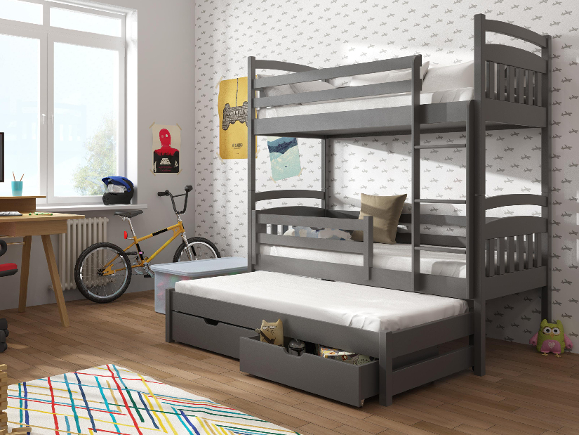 Dječji krevet 80 x 180 cm ANIE (s podnicom i prostorom za odlaganje) (grafit)