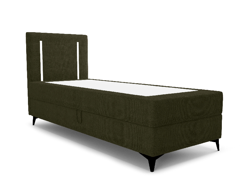 Jednostruki krevet 80 cm Ortega Bonell (maslinasto zelena) (s podnicom, bez prostora za odlaganje) (s LED rasvjetom)