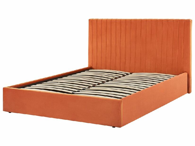 Bračni krevet 160 cm Vakarine (narančasta) (s podnicom i prostorom za odlaganje)