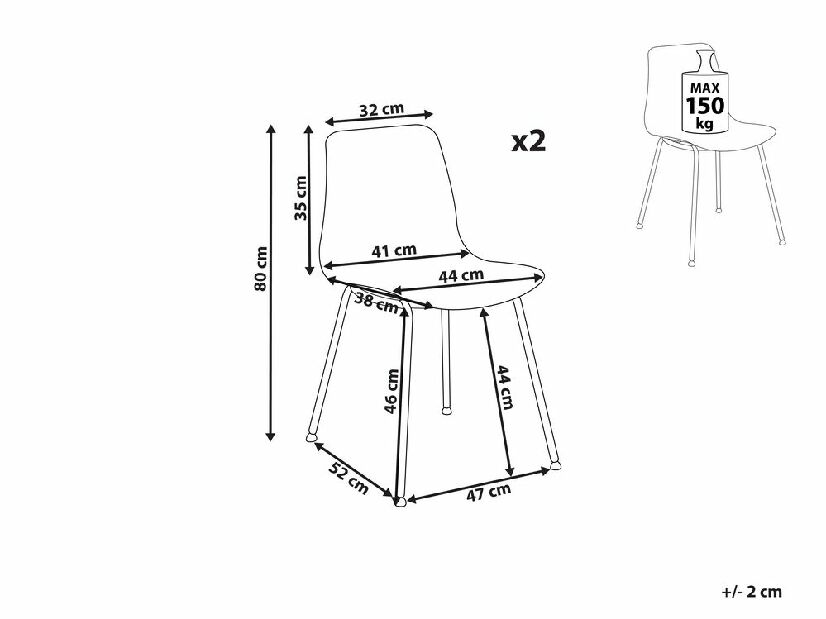 Set blagovaonskih stolica (2 kom.) Looza (siva)