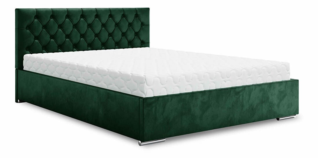 Bračni krevet 180 cm Danita (tamnozelena) (s podnicom i prostorom za odlaganje)